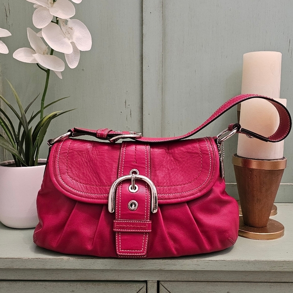 Vintage Coach Soho Pleated Leather Shoulder Bag Purse F15204 ( Red) - Picture 8 of 13